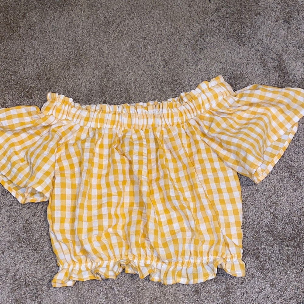 Yellow plaid crop top